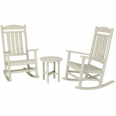 POLYWOOD Presidential Sand Patio Set with Side Table and 2 Rocking Chairs 633PWS1091SA
